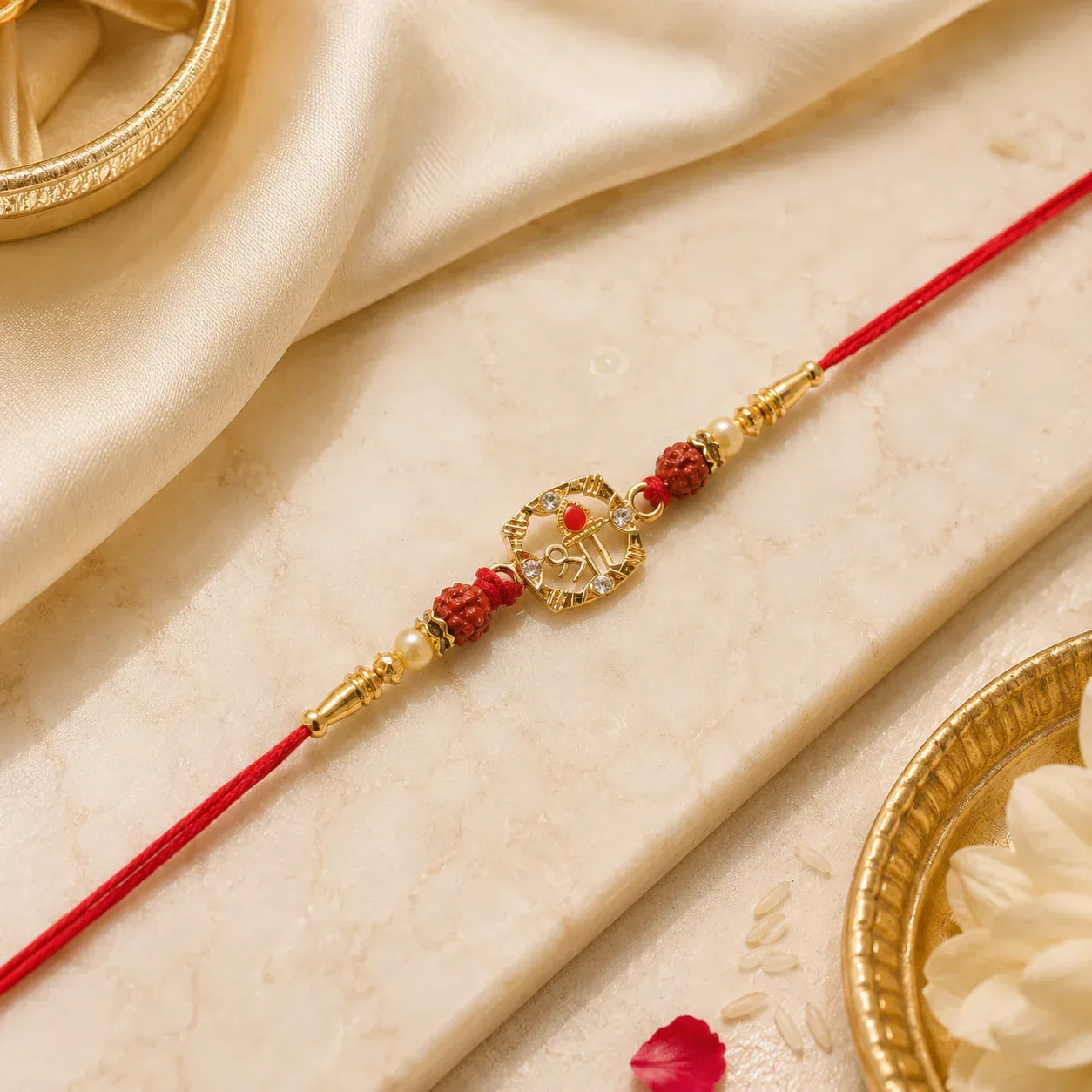 Rudraksha Rakhi – Elegant Traditional Festival Accessory - Detailed Feature View 2