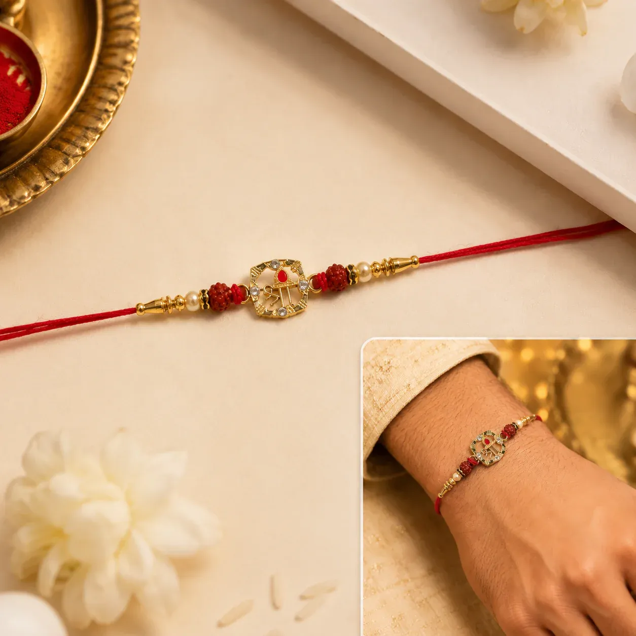 Premium Rudraksha Rakhi – Elegant Traditional Festival Accessory - Buy Online at Alikart