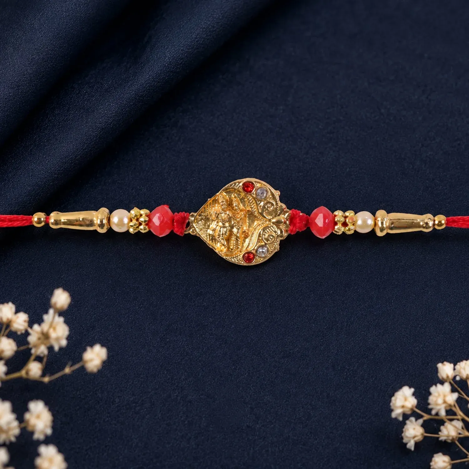 Designer Rakhi – Elegant Beaded Thread for Brother Festive Wear - Detailed Feature View 1