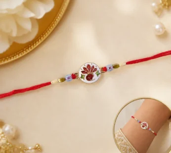 Hand Painted Ceramic Floral Rakhi – Elegant Traditional Design