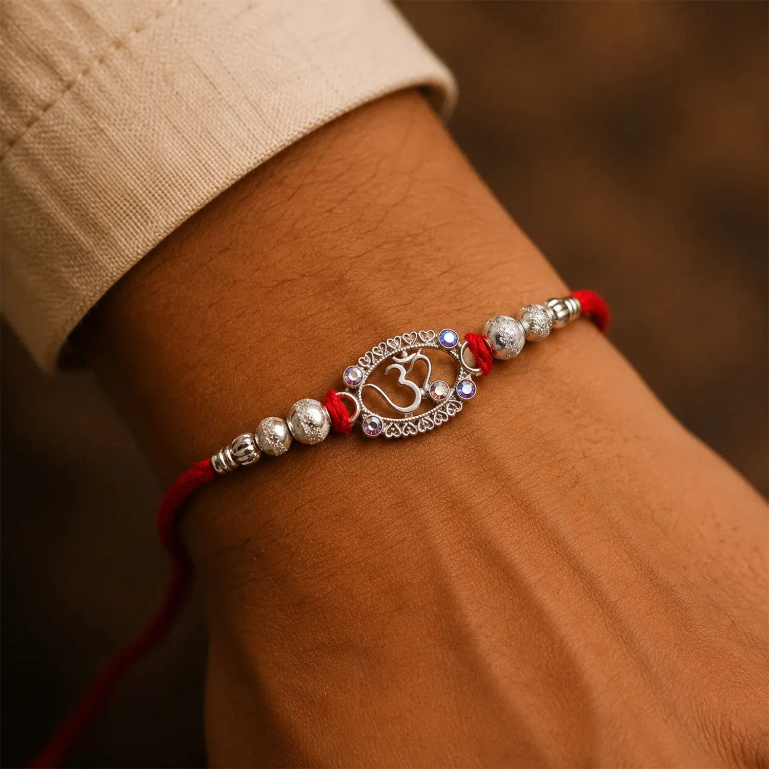 Premium Oxidised Silver Om Rakhi – Elegant Traditional Design for Brother - Buy Online at Alikart