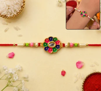 Multicolor Floral Stone Rakhi – Elegant Designer Wrist Wear
