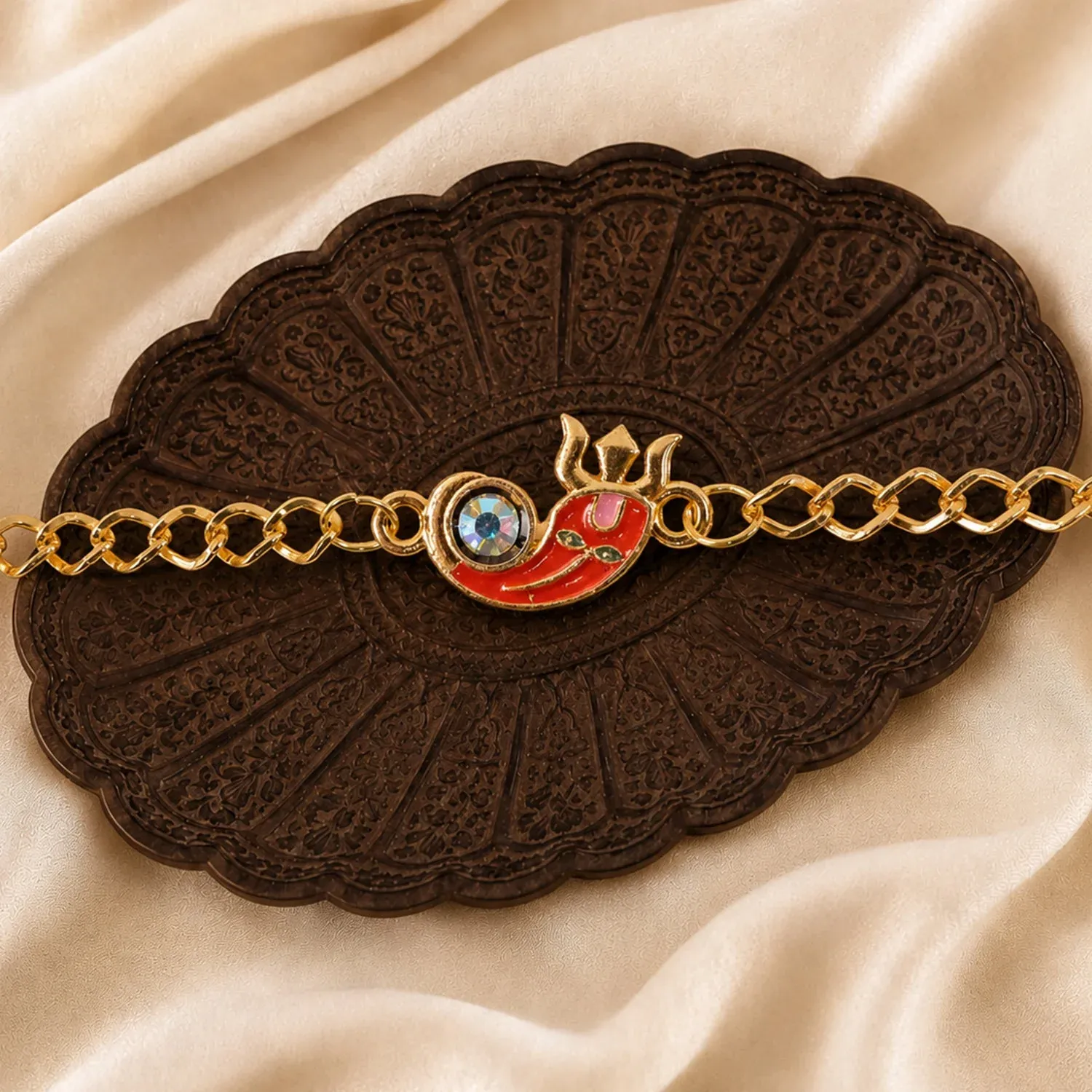 Ganesha Rakhi – Traditional Designer Bracelet for Brother - Detailed Feature View 2