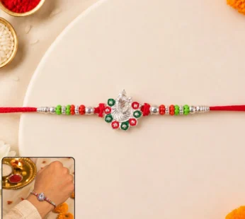 Rakshabandhan Rakhi – Exquisite Stone-Studded Silver Tone Design