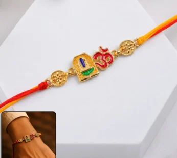 Om Blue Enamel Rakhi – Sacred Thread for Raksha Bandhan