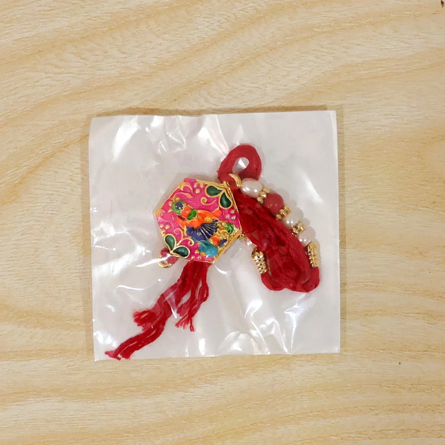 Festive Multicolor Enamel Rakhi – Symbol of Brother-Sister Bond - Detailed Feature View 4