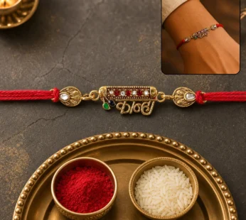 Kanha Black Enamel Rakhi – Elegant Brother-Sister Gift