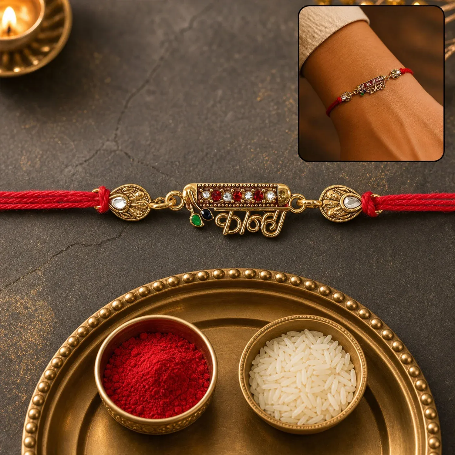 Premium Kanha Black Enamel Rakhi – Elegant Brother-Sister Gift - Buy Online at Alikart