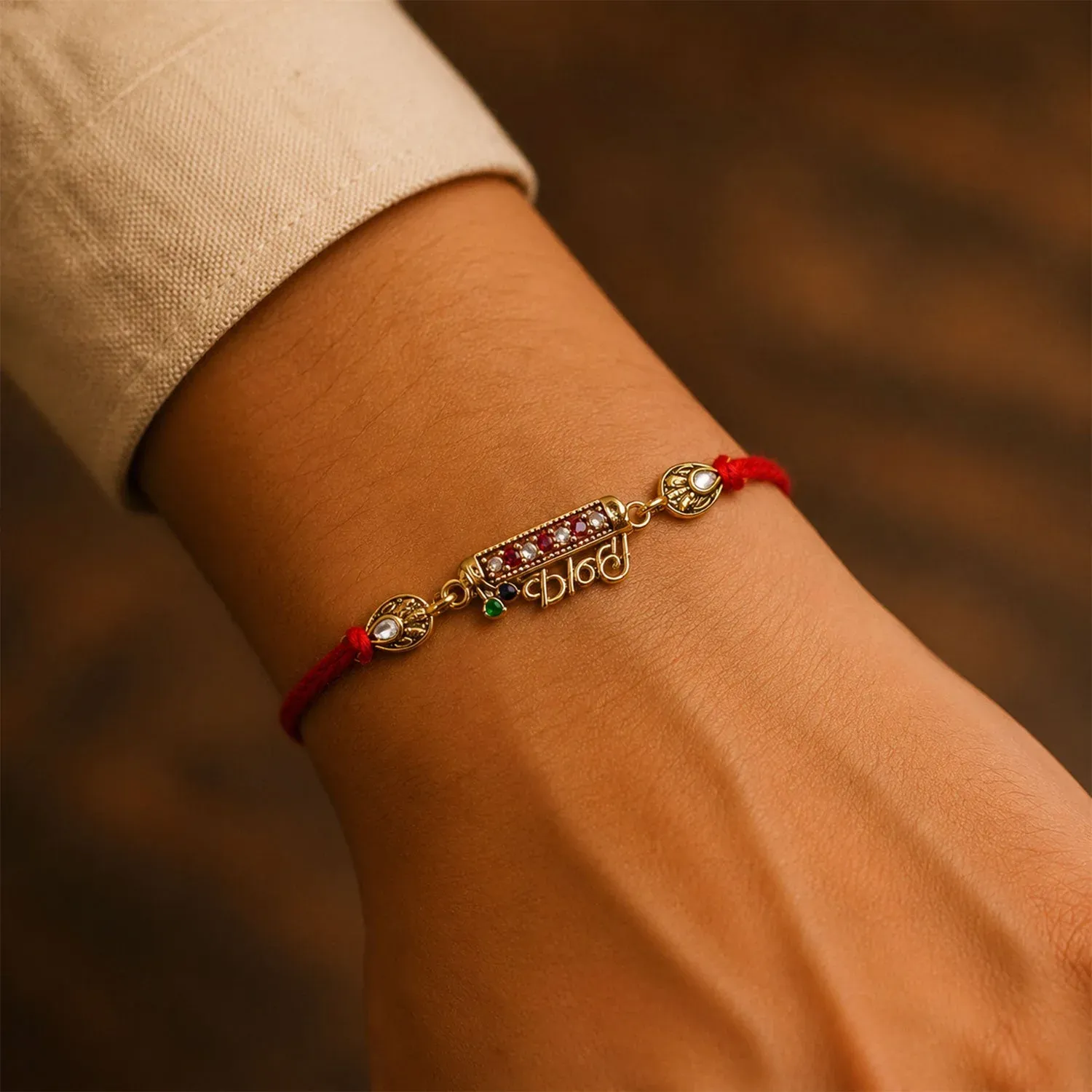 Kanha Black Enamel Rakhi – Elegant Brother-Sister Gift - Detailed Feature View 1