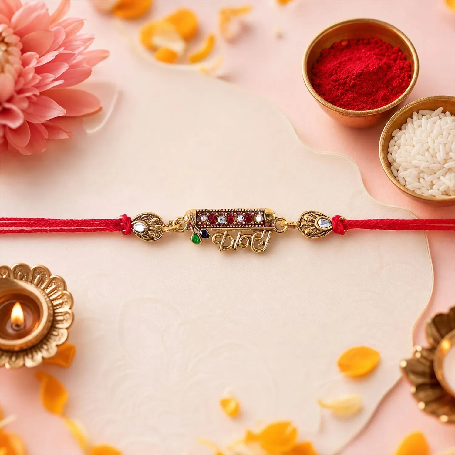 Kanha Black Enamel Rakhi – Elegant Brother-Sister Gift - Detailed Feature View 3