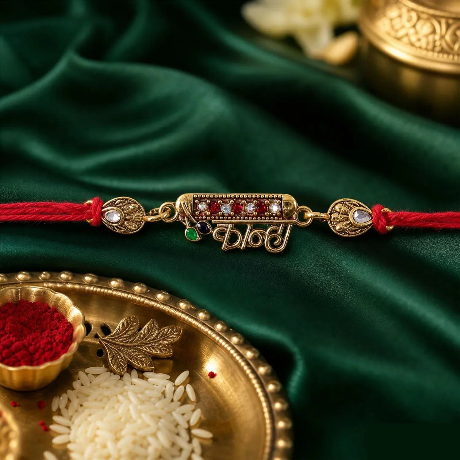 Kanha Black Enamel Rakhi – Elegant Brother-Sister Gift - Detailed Feature View 2