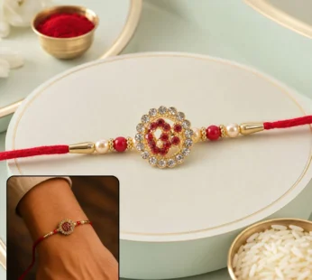 Om Stone Studded Rakhi – Elegant Brother’s Gift of Blessings