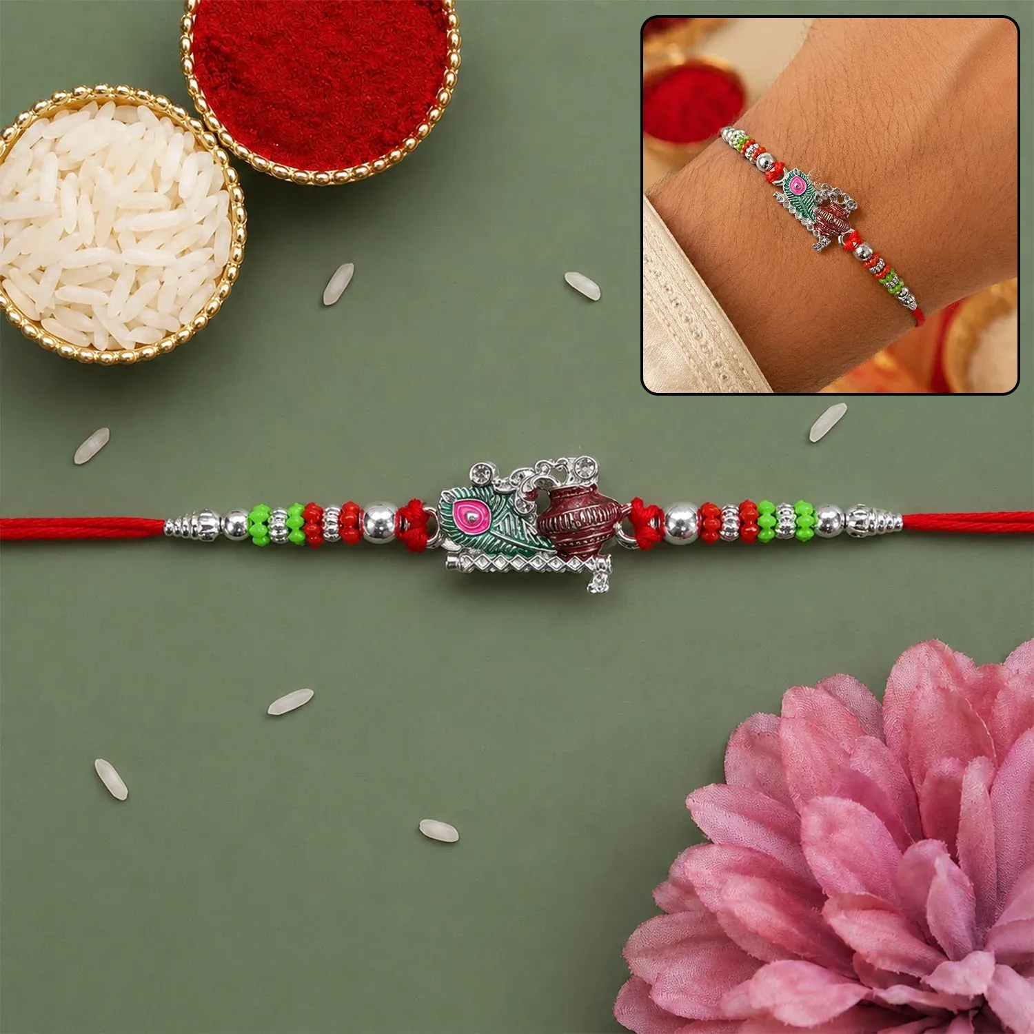 Premium Rakshabandhan Krishna Matki Rakhi – Vibrant & Traditional Design - Buy Online at Alikart