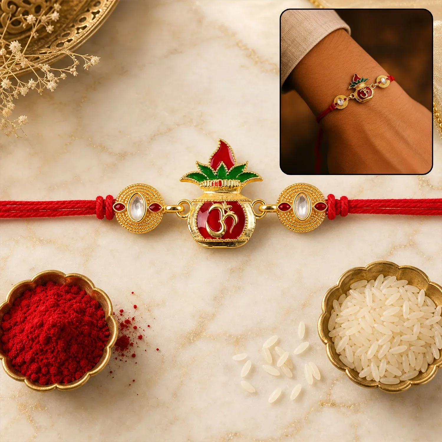 Premium Om Lotus Rakhi – Elegant design for Rakshabandhan - Buy Online at Alikart