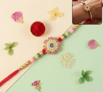 Multicolor Floral Om Meenakari Rakhi – Elegant Sister Gift for Bhai