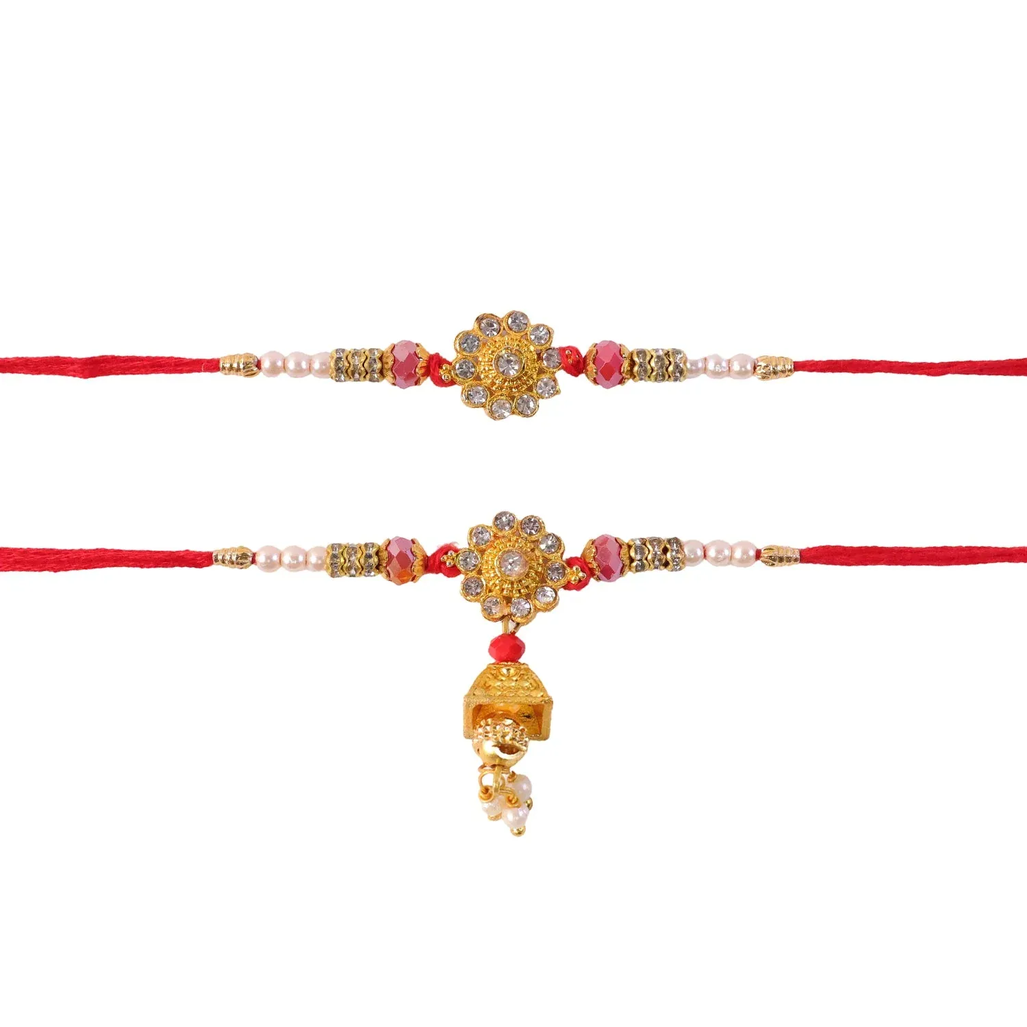 Diamond Flower Rakhi – Elegant Traditional Design for Brothers - Detailed Feature View 4
