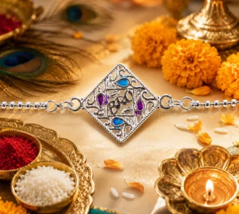 Silver Square Diamond Bro Text Enamel Chain Bracelet – Elegant Festival Accessory