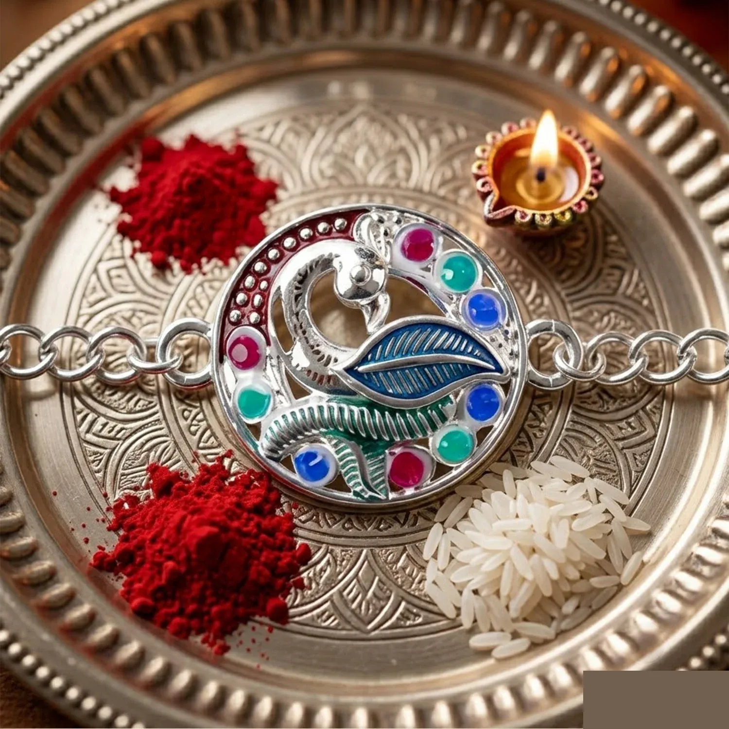 Premium Peacock Enamel Rakhi for Brother Elegant Raksha Bandhan Gift - Buy Online at Alikart