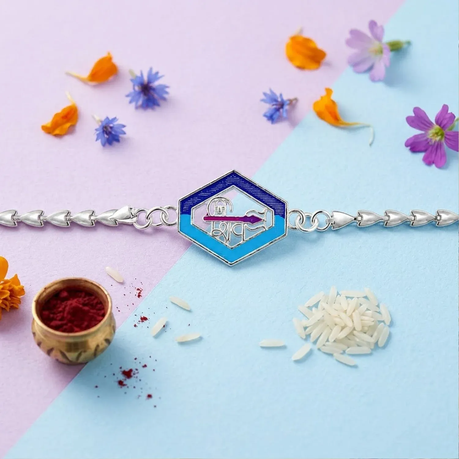 Premium Rakhi for Brother – Beautiful Silver Enamel Leaf Charm Design - Buy Online at Alikart