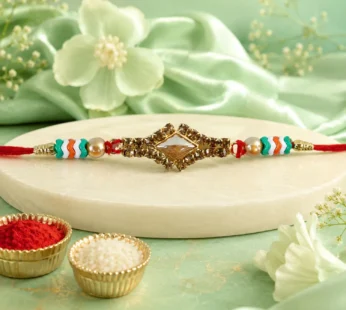 Premium Diamond Kundan Crystal Stone Pearl Bead Fancy Thread Rakhi for Brother