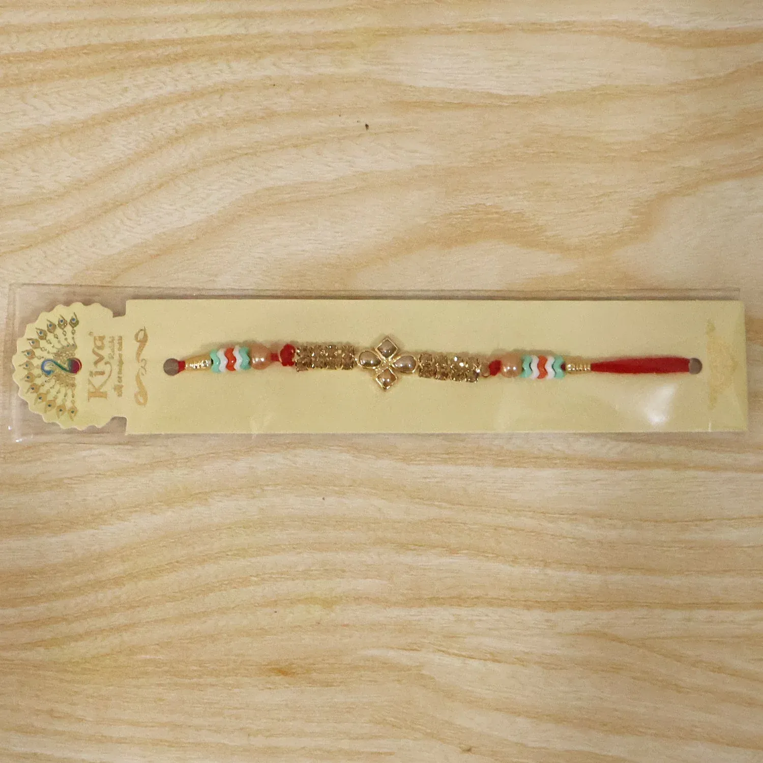 Premium Floral Kundan Crystal Bead Pearl Decorative Fancy Thread Rakhi for Brother - Detailed Feature View 5