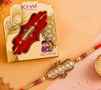 Premium Kundan Stone Studded Designer Rakhi for Brother with Beads