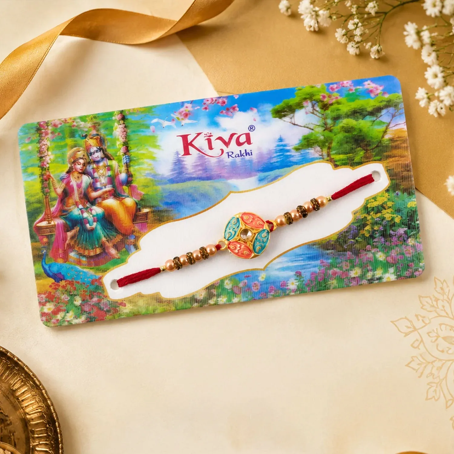 Premium Charm Designer Rakhi for Brother with Beads - Detailed Feature View 1