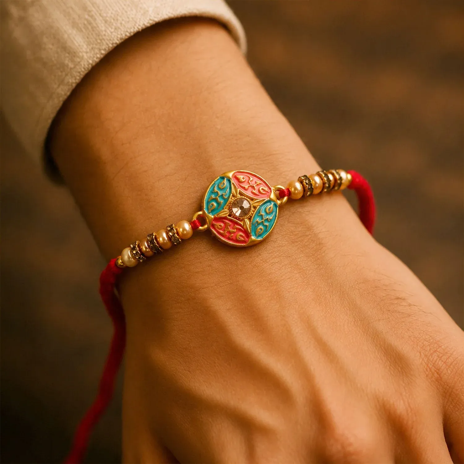 Premium Charm Designer Rakhi for Brother with Beads - Detailed Feature View 2