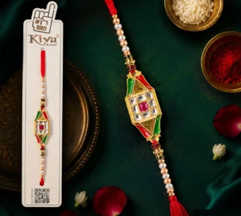 Premium Diamond Charm Designer Rakhi for Brother with Pearl Beads