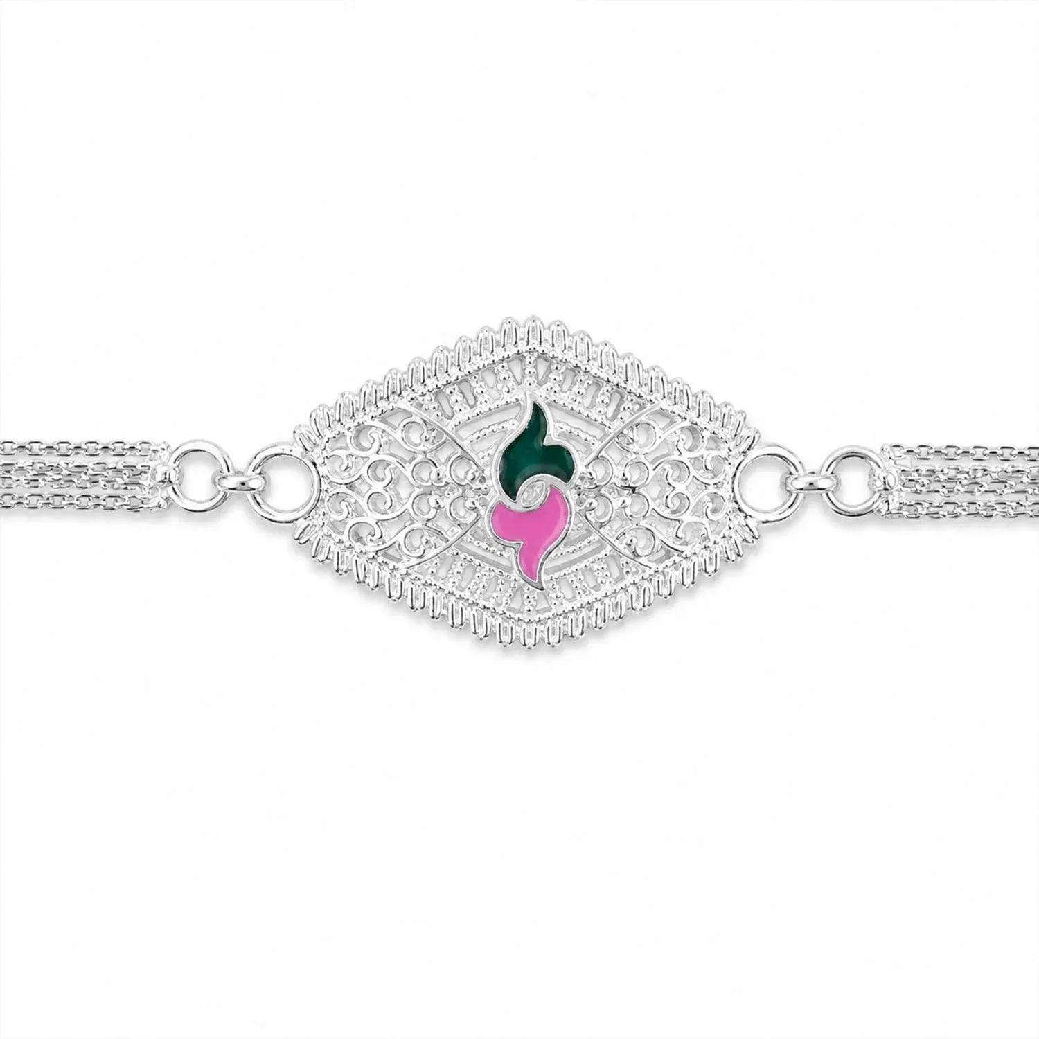 Leaf Motif Stone Studded Designer Chain Rakhi for Brother - Detailed Feature View 4