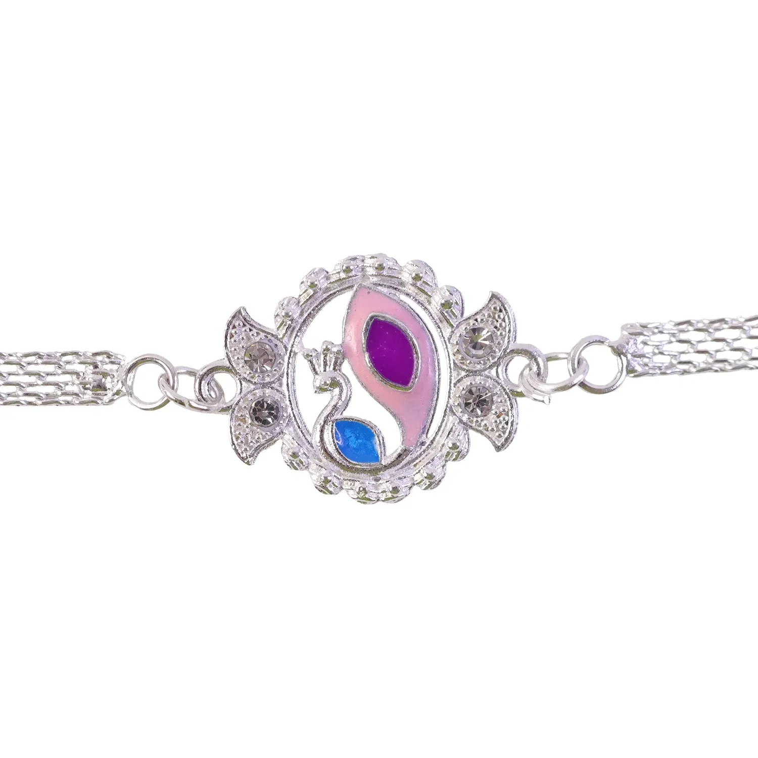 Peacock Motif Stone Studded Chain Rakhi for Brother - Detailed Feature View 4