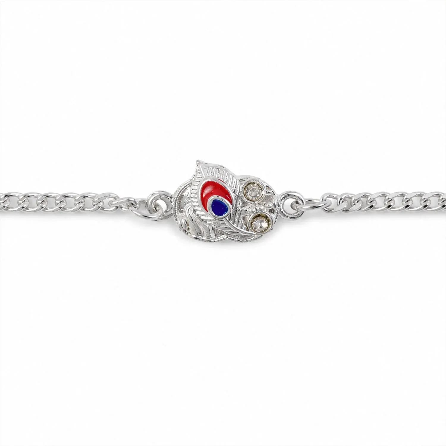 Peacock Feather Meenakari Designer Chain Rakhi for Brother - Detailed Feature View 4