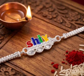 Meenakari Kundan Rakhi for Brother – Shiv Text Design