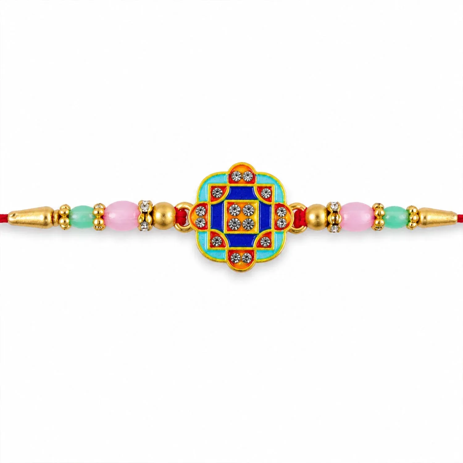 Geometric Square Stone Studded Premium Designer Rakhi for Brother - Detailed Feature View 4