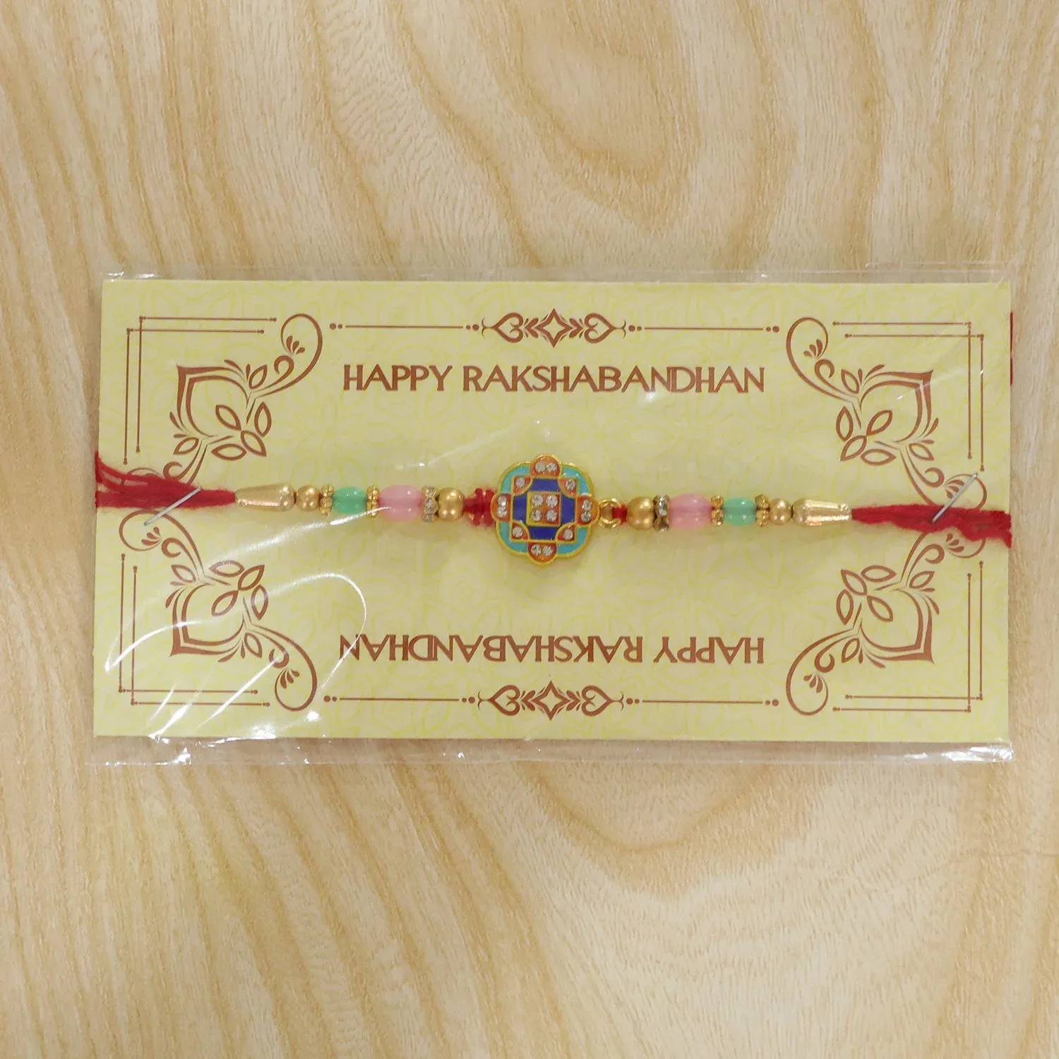 Geometric Square Stone Studded Premium Designer Rakhi for Brother - Detailed Feature View 5