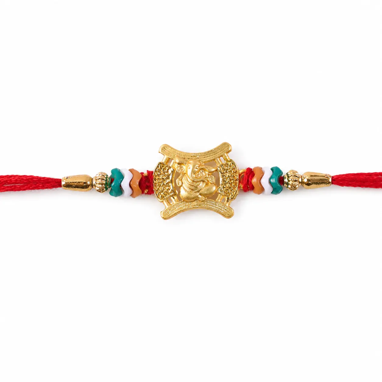 Ganesh Motif Traditional Premium Beaded Designer Rakhi for Brother - Detailed Feature View 4