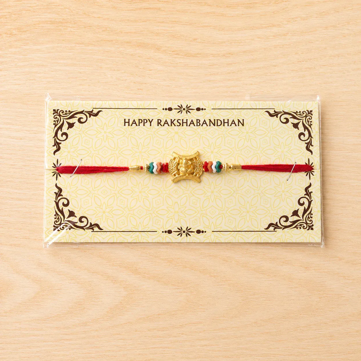 Ganesh Motif Traditional Premium Beaded Designer Rakhi for Brother - Detailed Feature View 7