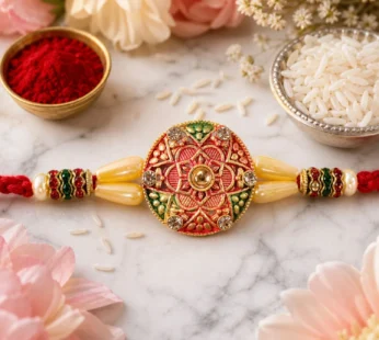 Round Floral Meenakari Traditional Designer Rakhi for Brother