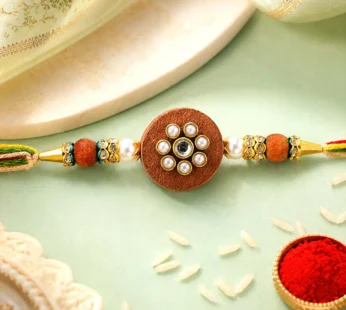 Round Floral Stone Traditional Designer Rakhi for Brother