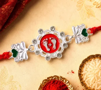 Divine Laxmi Charan Paduka Rakhi with Stones Rakhi for Brother