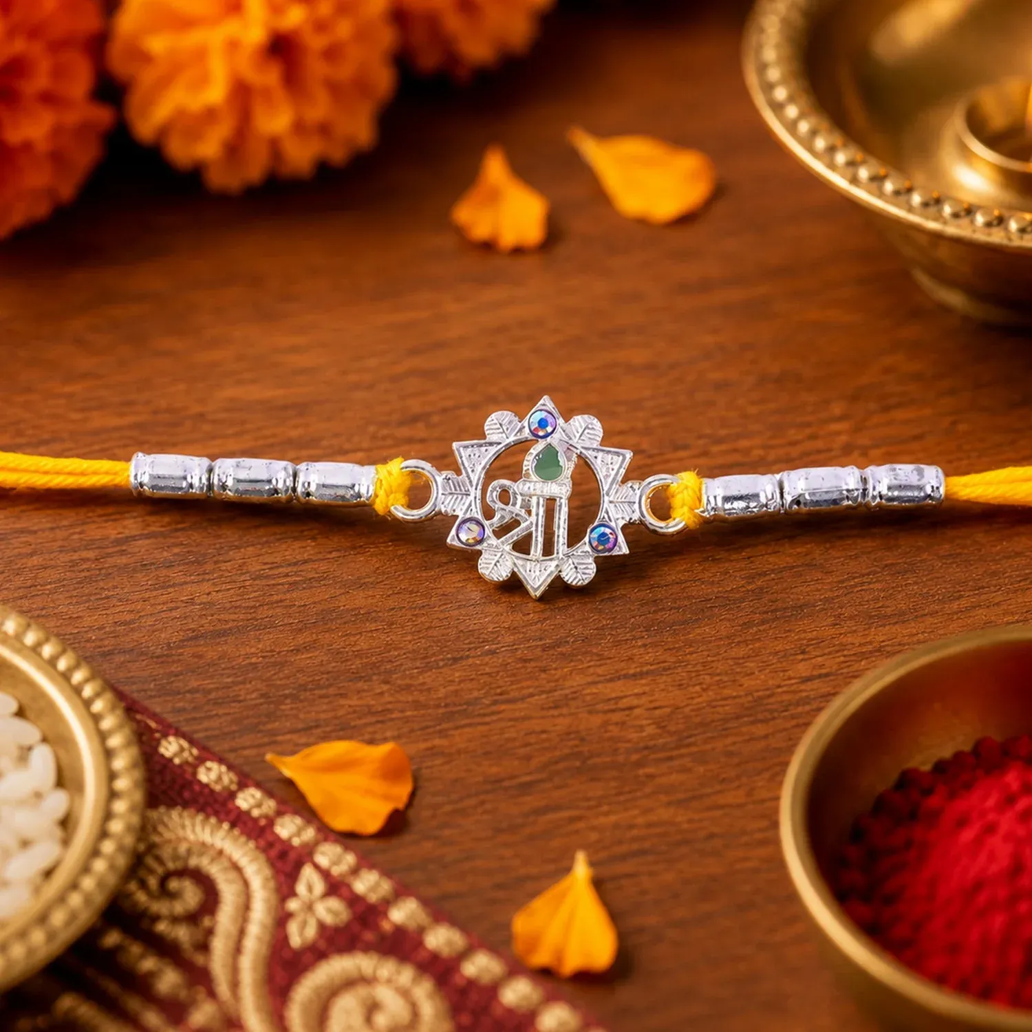 Premium Round Shree Text Motif Designer Rakhi for Brother - Buy Online at Alikart