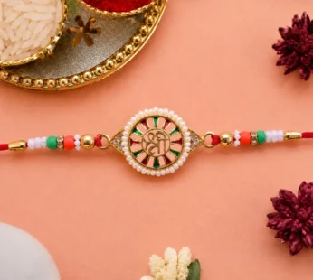 Round Shree Design Stone Traditional Designer Rakhi for Brother