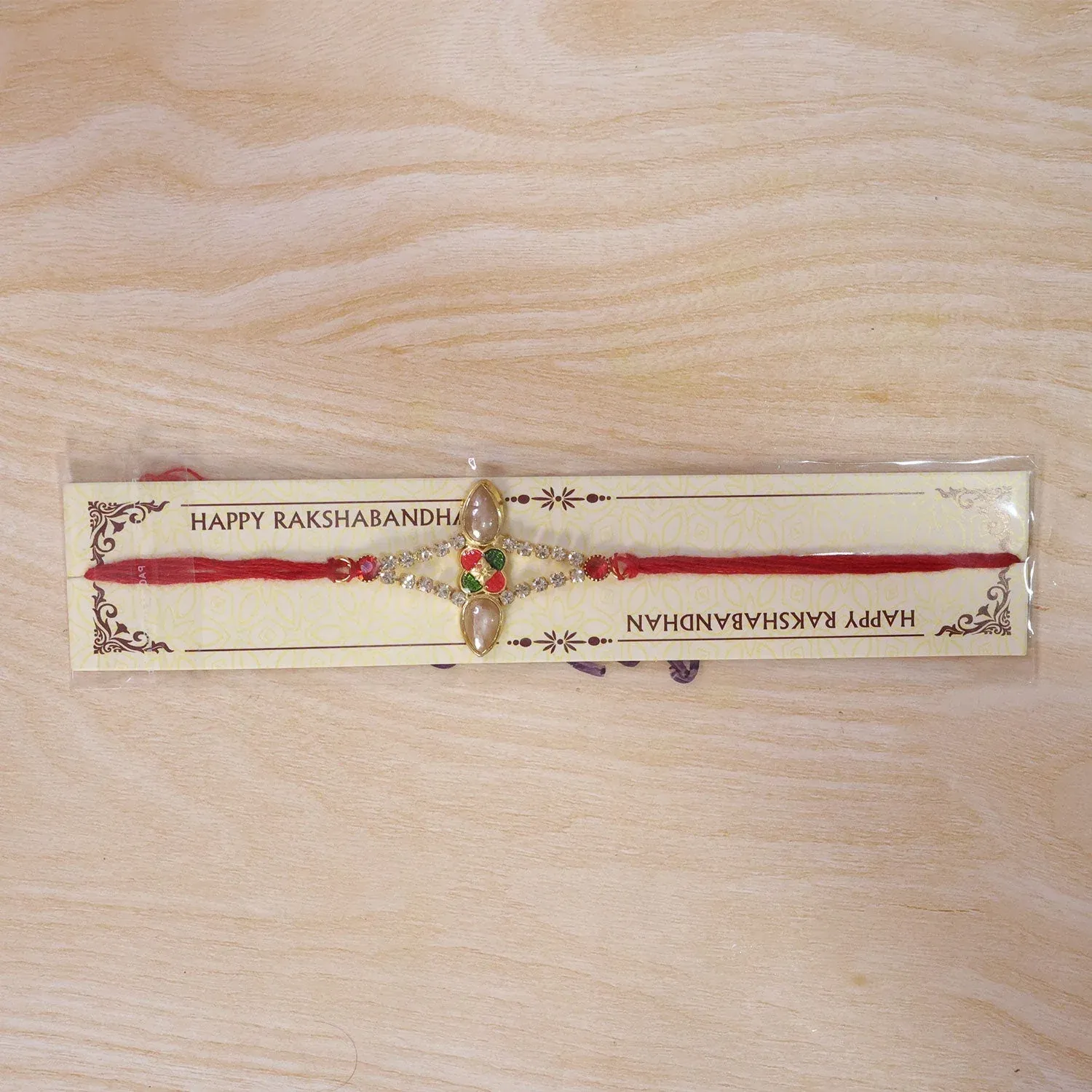 Petal Stone Studded Designer Premium Traditional Rakhi for Brother - Detailed Feature View 5