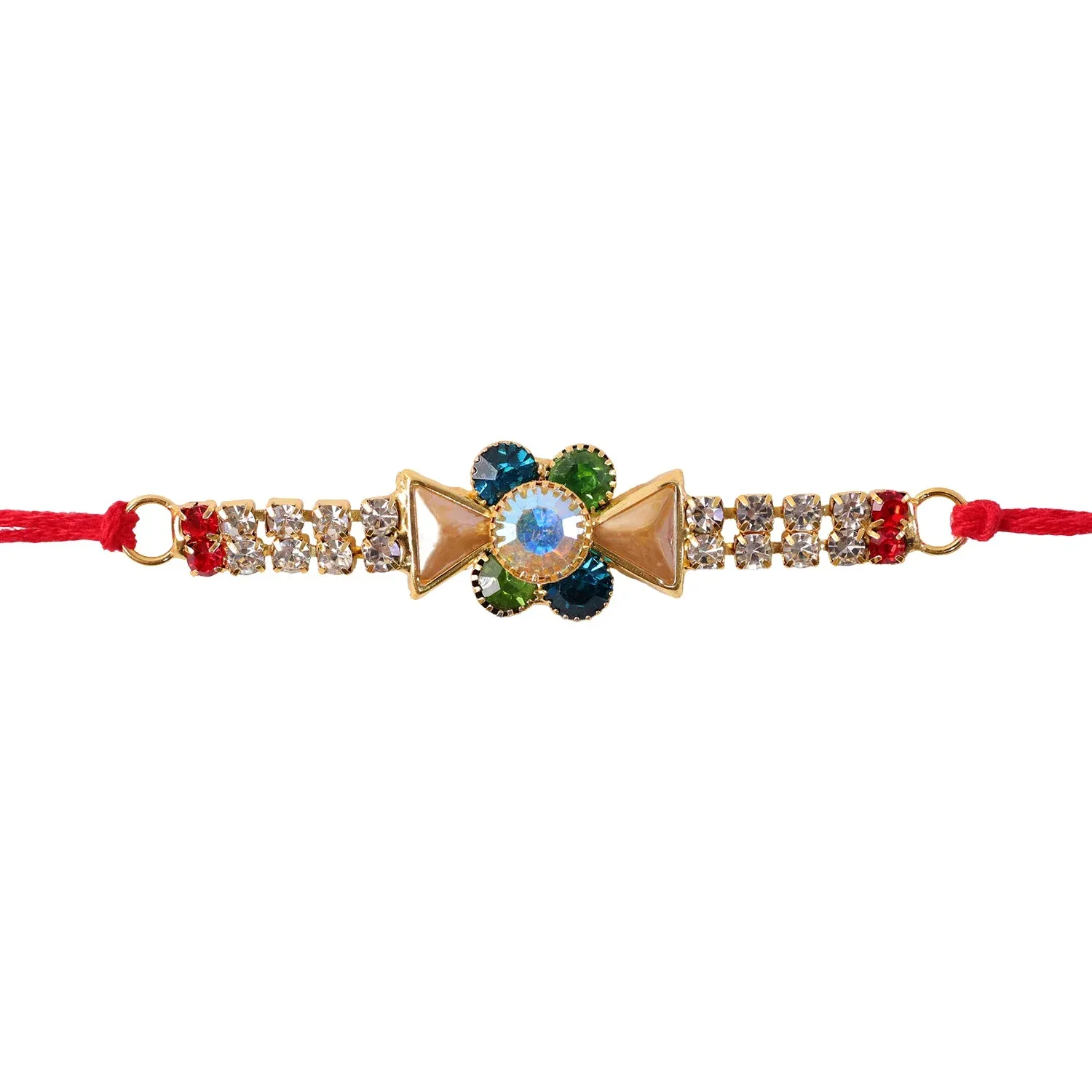 Premium Bar Stone Studded Designer Premium Traditional Rakhi for Brother - Detailed Feature View 4