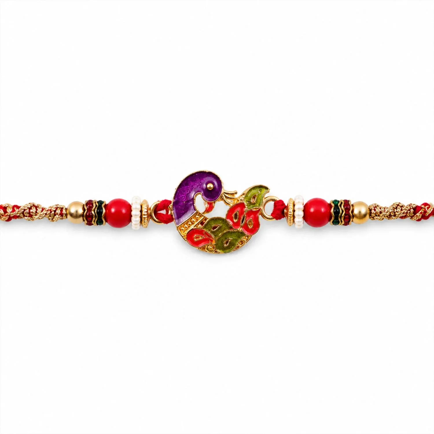Peacock Motif Beaded Premium Designer Rakhi for Brother - Detailed Feature View 4