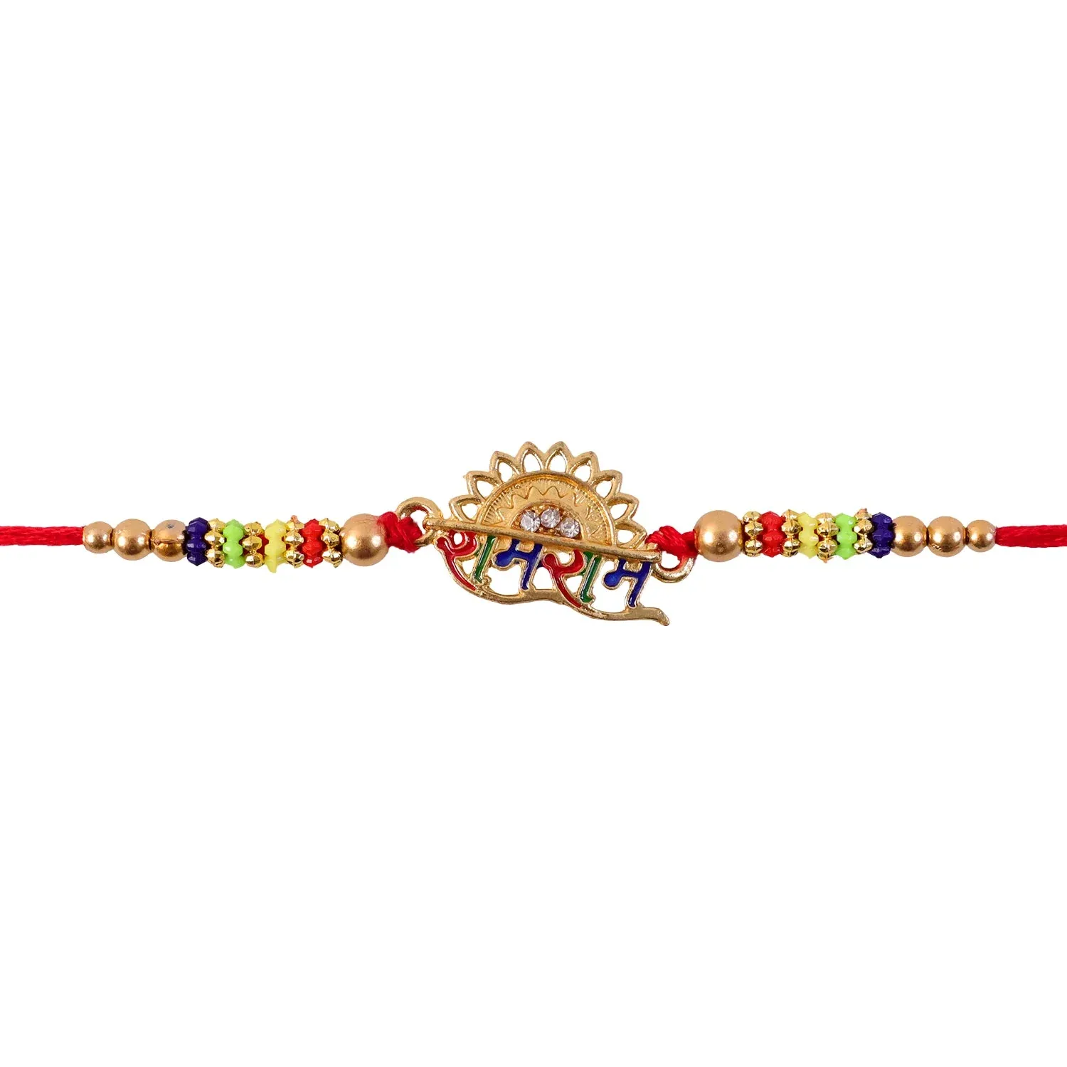 Ram Ram Text Premium Designer Beaded Rakhi for Brother - Detailed Feature View 4