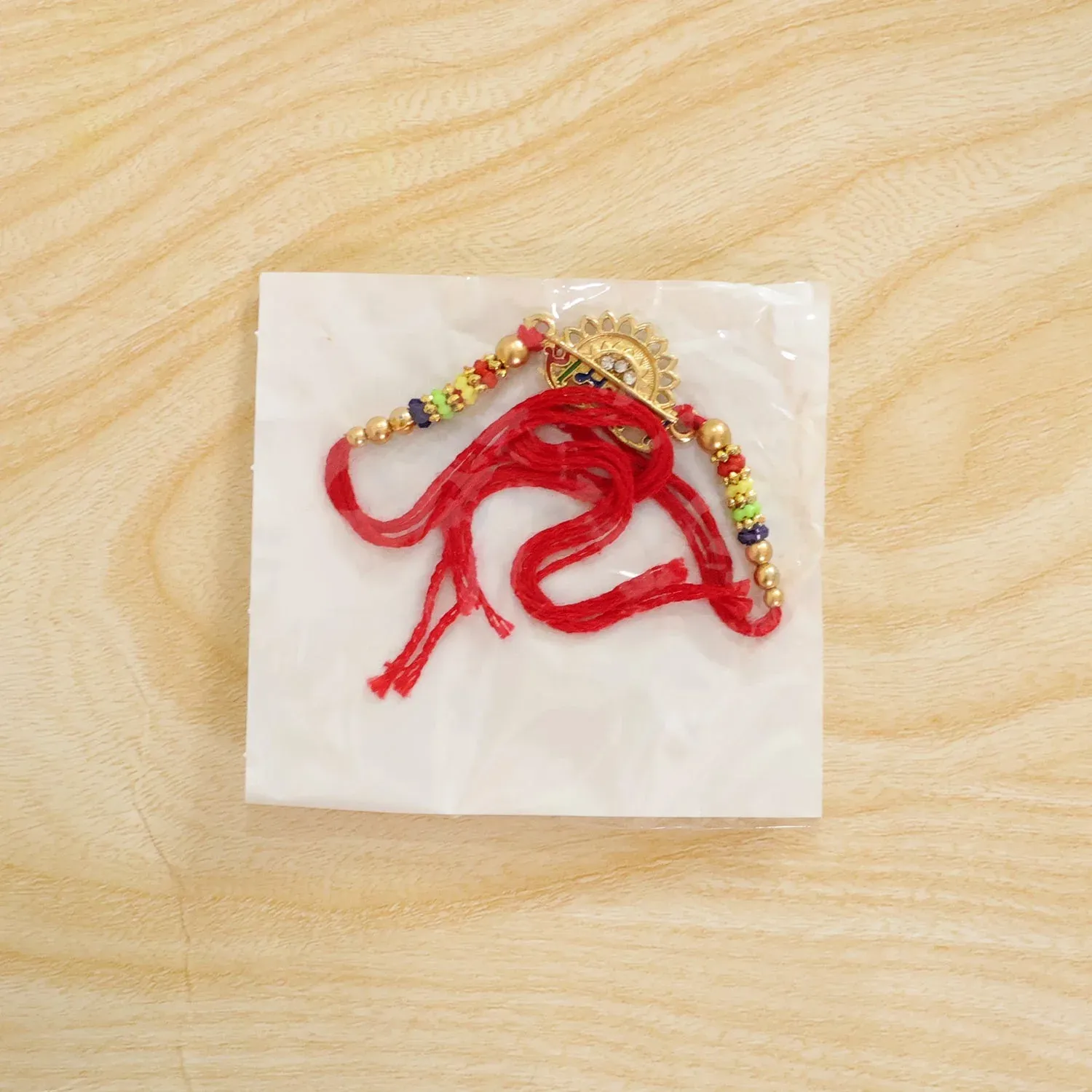 Ram Ram Text Premium Designer Beaded Rakhi for Brother - Detailed Feature View 5