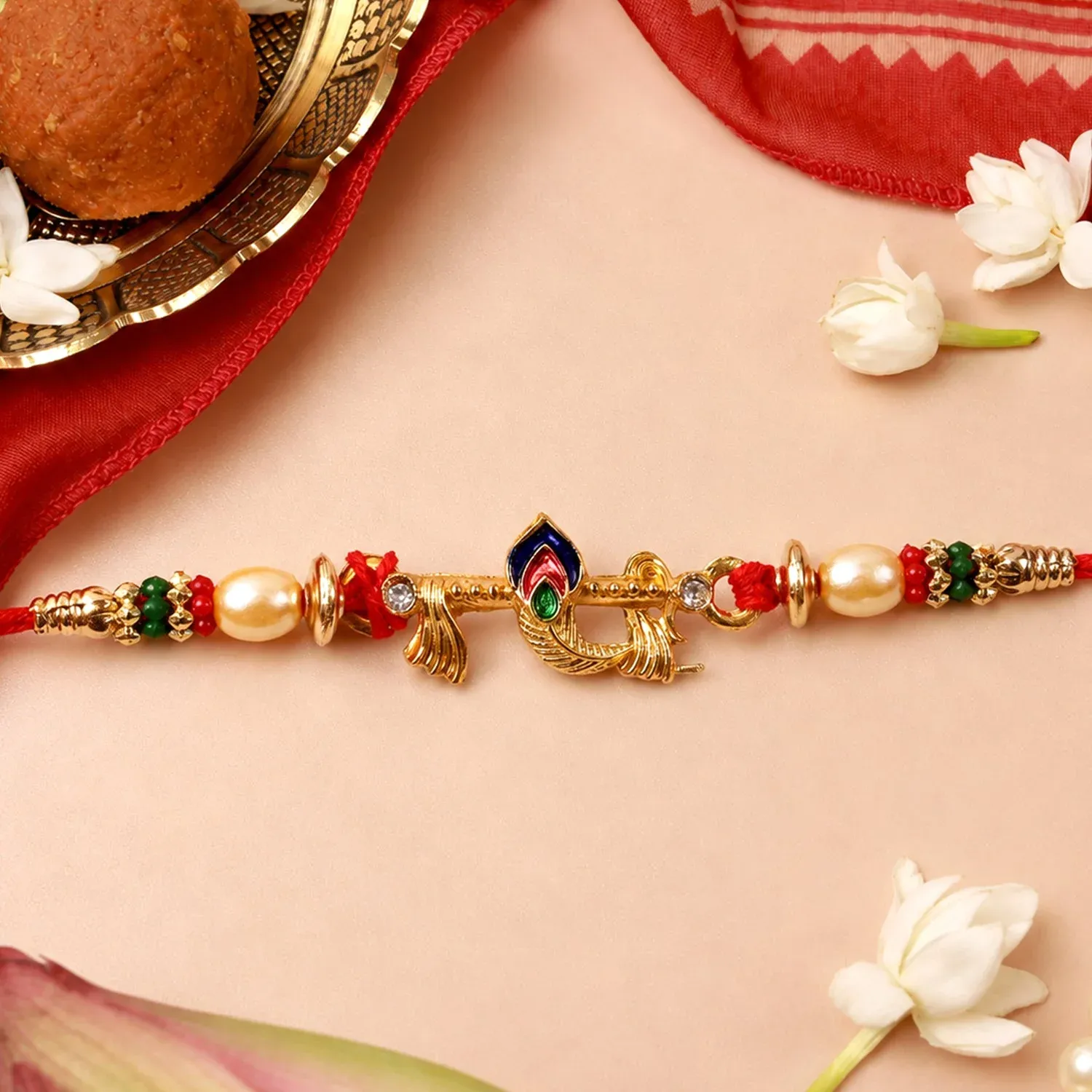Premium Peacock Feather Charm Premium Designer Rakhi for Brother - Buy Online at Alikart