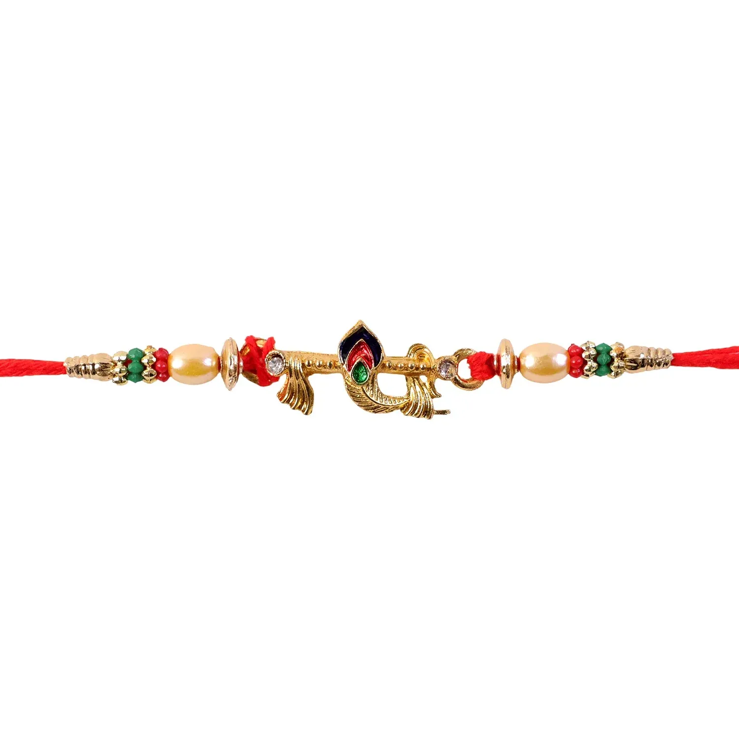 Peacock Feather Charm Premium Designer Rakhi for Brother - Detailed Feature View 4
