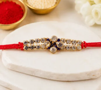 Sparkling Crystal Diamond Rakhi with Stone Studded Thread Rakhi for Brother